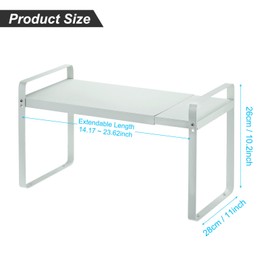 uxcell Expandable Cabinet Shelf Organizers, Kitchen Counter Shelves, Metal Spice Racks, Stackable Counter Storage Shelf (Green 14"-23.6" L x 11" W x 10.3" H)