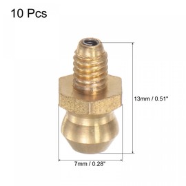 uxcell Grease Fittings, Hydraulic Grease Fitting Accessories, Brass, Straight, Thread M4 x 0.7mm, Pack of 10