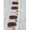 nailed by Rachel Baby pink gold bling short coffin press