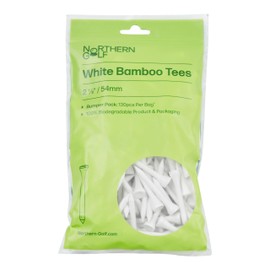 Northern Golf White Bamboo Golf Tees/BUMPER PACK/ 100% BIODEGRADABLE (2 1/8" / 54mm 130 Tees Per Pack)