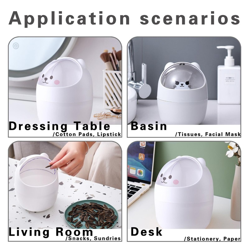 JVHLOV Desktop Trash Can with Lid, Mini Desktop Bin, Plastic