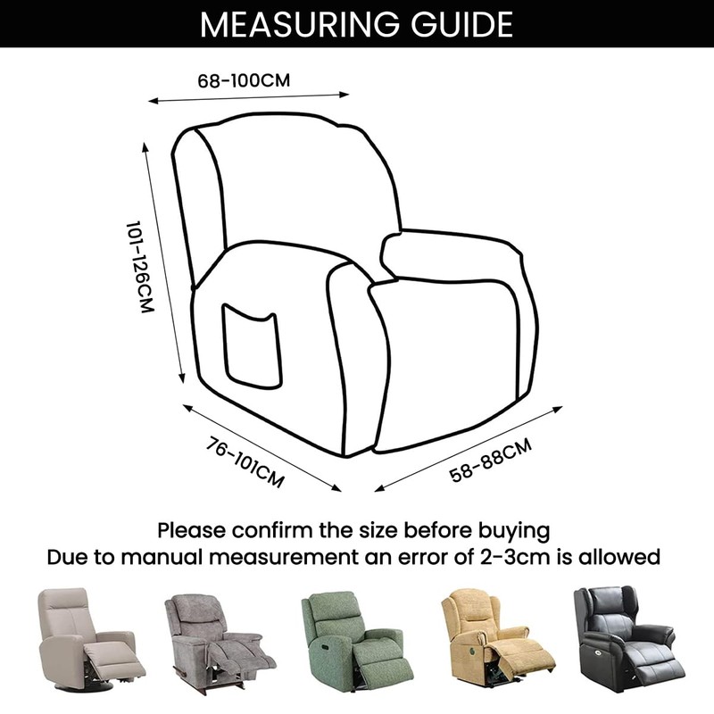 FANSU Recliner Chair Covers 1 Seater for Armchairs with Pockets,