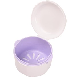 Dental Prosthesis Case, Denture Case, Braces Container, Portable, False Teeth Storage Box, Teeth Box Cleaning with Rinse Basket, Dentures Case for Soaking Storage (White)