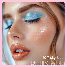 Kaely Kaely 2in1 Cream Eye Shadow Brightener Sticks for Eyes, Pencil Eyeshadow Applicator Stick Waterproof Pigmented, Eye Shadow Palette Highlighter Makeup, sombras para ojos, 10 Sky Blue Shimmer