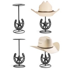 Cowboy Hat Stand, Hat Display, Western Horseshoe Decor, Cowboy Hat Holder, Hat Stands for Display Tabletop, Cowboys Gifts, Desk Hat Rack for Fedora, Sun Hats, Straw Hats, Helmets, Iron, 4 Packs
