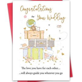 Hongshan Romantic Wedding Card, Bridal Shower Card or Engagement Cards,Thick Card Stock with Premium Envelope 5.3in x 8in