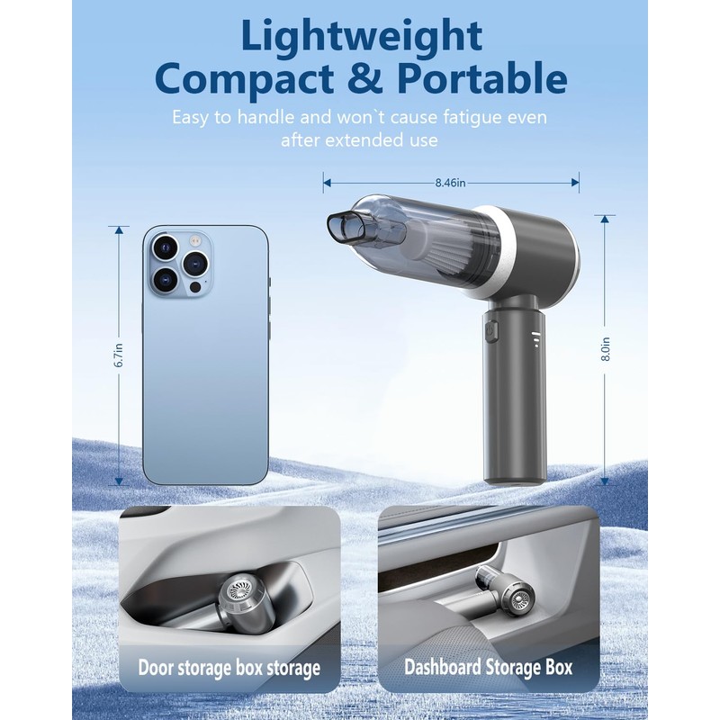 Mini Car Vacuum Cordless, 4-in-1 20000PA High Power Portable Rechargeable