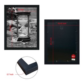 VCK 18x24 Poster Frames 3 Pack Black MDF Wood and Polished Plexiglass Frame,Display Pictures in Horizontal and Vertical