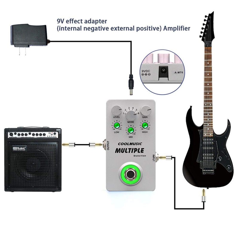 Coolmusic A-MT6 Digital Distortion Guitar Effect Pedal with 6 distortions
