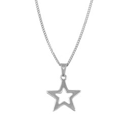 Dainty Hollow Star Simple Choker Necklace for Women Delicate Stainless Steel Silver Plated Y2K Minimalist Star Pendant Necklaces Adjustable Chain Christmas Party Trendy Jewelry Gift 18"