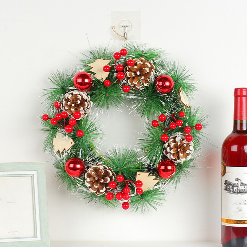 Christmas Wreath Hand Made Simulation Pine Cone Wreath Christmas Gift