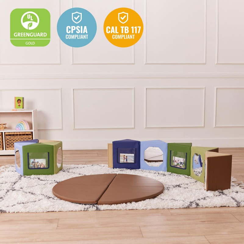 ECR4Kids SoftZone Wall of Mirrors, Activity Center, Earthtone