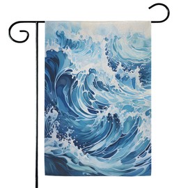 Sabokido Blue Waves Garden Flags 12x18 Inch Double Sided Outside, Yard Flag Welcome Garden Flag for Seasonal Holiday Porch Patio Lawn Farmhouse Outdoor Decoration