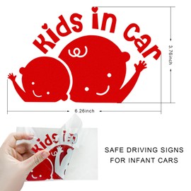 STURIOS 2PCS Kids in Car Decal, Reflective Baby on Board Sign Kids in Car Sticker for Safety Driving, Waterproof Decal Cute Waving Kid in Cars Bumper Sticker Safety Warning Sign (Red)