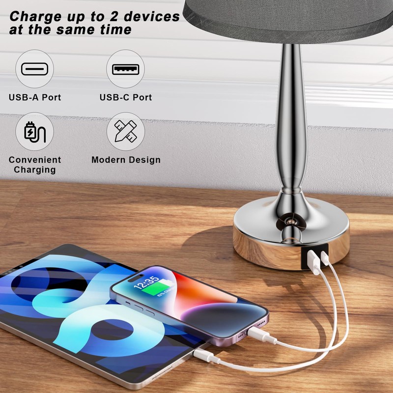 Kakanuo Touch Table Lamp for Bedroom, Small Bedside Lamp with