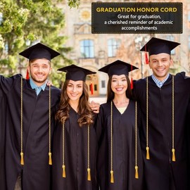 Graduation Cords, Cords for Graduation 2025, Gold 68" Braided Grad Chords Honor Cord Tassel Ropes for Grad Accessories Party Decorations Ceremonies College Students Master Doctoral Bachelor Gown