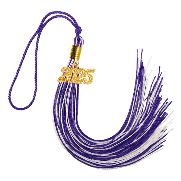 GraduationMall Double Color Graduation Tassel with 2025 Year Charm 9"