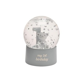 Bambino My First Birthday Waterball – Blue Baby Boy Snow Globe Keepsake | Glitter-Filled Bday Gift with Bear Figurine & “My 1st Birthday” Base | Nursery Ornament for Boys