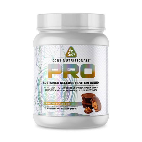 Core Nutritionals Pro Sustained Release Protein Blend, Digestive Enzyme Blend, 25G Protein, 2G Carb, 27 Servings (Chocolate Peanut Butter)