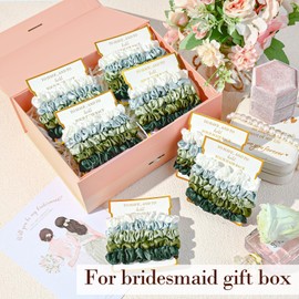 8 Pack Bridesmaid Gifts Satin Bridesmaid Scrunchies Soft Hair Ties Bachelorette Party Favors Hair Accessories for Women Bridesmaid Proposal Gift (Gradient Green)