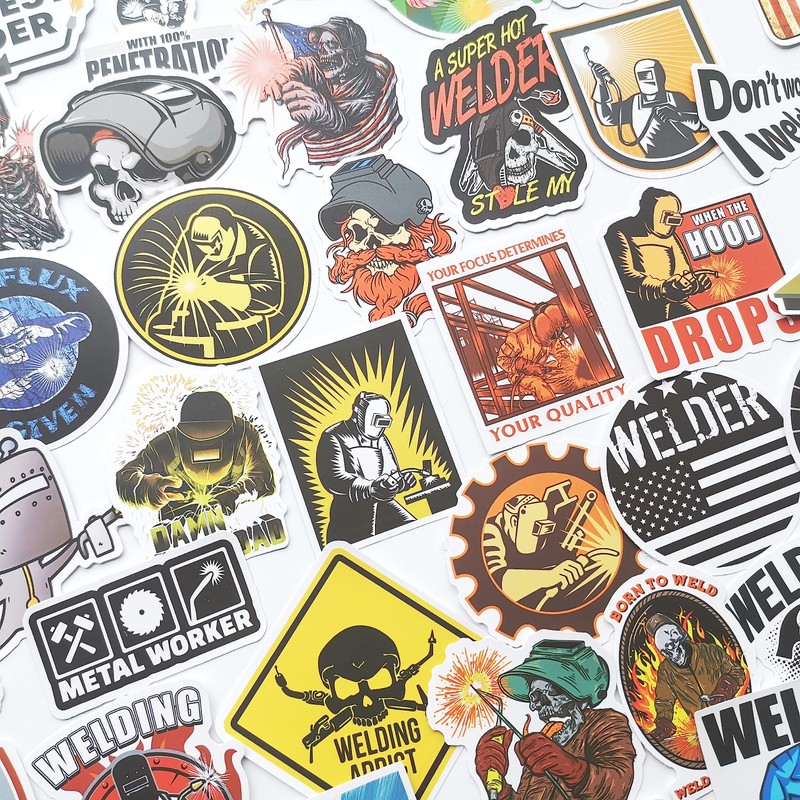 Hilarious Welder Hard Hat Stickers Hazard Warning Welding Helmet Decals