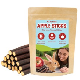 SunGrow Apple Sticks, Wood Chew Treats for Rabbits, Chinchillas, Bunny, Hamster, Squirrel, Guinea Pigs, Small Animals Teeth Grinding 100g (3.5 oz)
