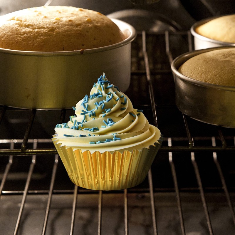 300 Pieces Foil Metallic Cupcake Cases, Muffin Cakes Paper Liners