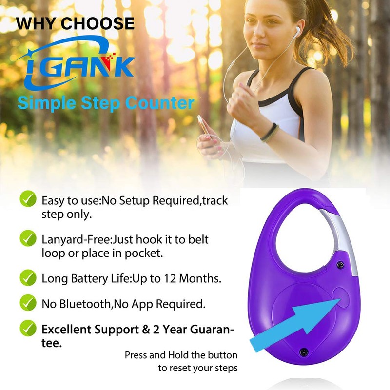 iGANK Simple Walking Pedometer Step Counter for men women kids
