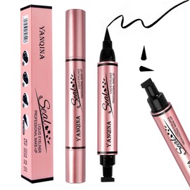 Black Eyeliner Stamp Stencil Pen - Versatile 2-in-1liquid Eyeliner Pencil Winged Eyeliner Stamp, Heart & Star Shapes, Long-lasting, Waterproof, Smudge-Proof Eyeliner Makeup Pen (03#Wing Stamp)