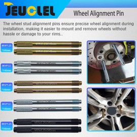 JEUCLEL 10Pc Wheel Stud Alignment Pin Set, with Valve stem cores, Tire Valve Stem Caps, Double Heads Valve core Remover Tool, Lug Nut Cap Cover Removal Tool, Gloves, Wheel Hanger Rim Stud Bolt Nut