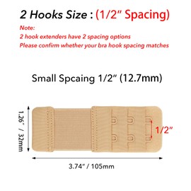Women's Bra Extender 2 Hook Bra Extenders 2 Hooks Bra Strap Extender Bra Extensions(1/2")