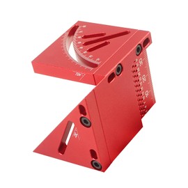 JCFANTS 45/90 Degree Aluminum Alloy Woodworking Square Protractor, Multi Angle Measuring Ruler, High Precision Layout Measuring Tool for Engineer Carpenter (Red)