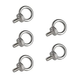 USAMILY M6 304 Stainless Steel Male Thread Lifting Ring Machinery Shoulder Eyebolt Screws 5Pcs