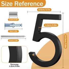 FumWens 6 Inch Floating House Numbers for Outside, Metal Address Numbers for Outdoor, Anti-Rust Modern House Numbers with Nail Kits for Front Door Garden Mailbox, Zinc Alloy Black, 911 Visibility