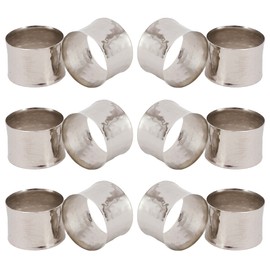 ITOS365 Handmade Round Hammered Silver Napkin Rings Holder for Dinning Table Parties Everyday, Set of 12