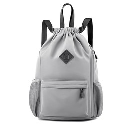 Valleycomfy Waterproof Drawstring Gym Backpack Bag for Men & Women,Sports Gym Bag with Side Pocket, Grey, Classic