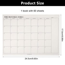 TESSTSY Monthly Planner Pad, 24.5 x 17.5 cm, Monthly Planner, Monthly Planner, Monthly Planning, Calendar Undated, Diary with To-Do List, Habit Tracker, for Household, School, Office, 60 Sheets