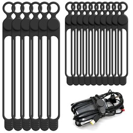 Nearockle Silicone Cable Ties Cord Organizer for Cable Management, 16PCS 4.2" and 7.1" Reusable Cable Organizer Electronic Accessories for Home, Office, Kitchen, School, Travel (Black)