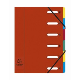 Exacompta - Ref 55065E - Harmonika Multipart File - 24.5 x 32cm in Size, Suitable for A4 Documents, 6 Multi-Coloured Tabbed Sections, Premium Pressboard Cover - Cover in Red