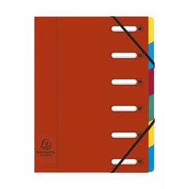 Exacompta - Ref 55065E - Harmonika Multipart File - 24.5 x 32cm in Size, Suitable for A4 Documents, 6 Multi-Coloured Tabbed Sections, Premium Pressboard Cover - Cover in Red