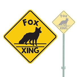 FOX CROSSING ANIMAL HEAVY DUTY ALUMINUM SIGN 11" x 11"