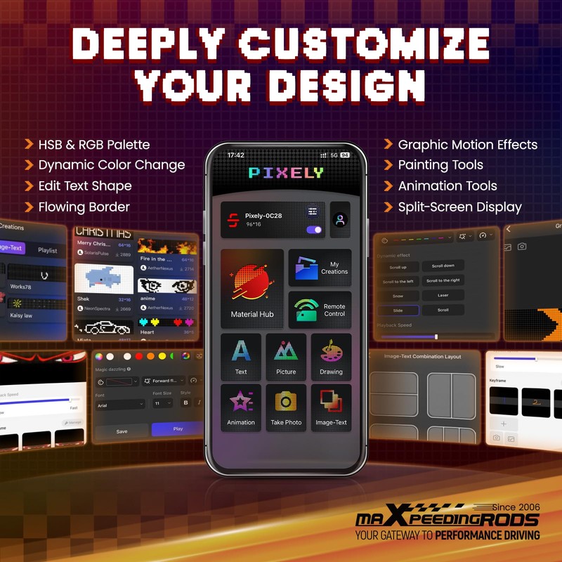 LED Sign for Truck Windshield, 24"×5" Devil Eyes Display App