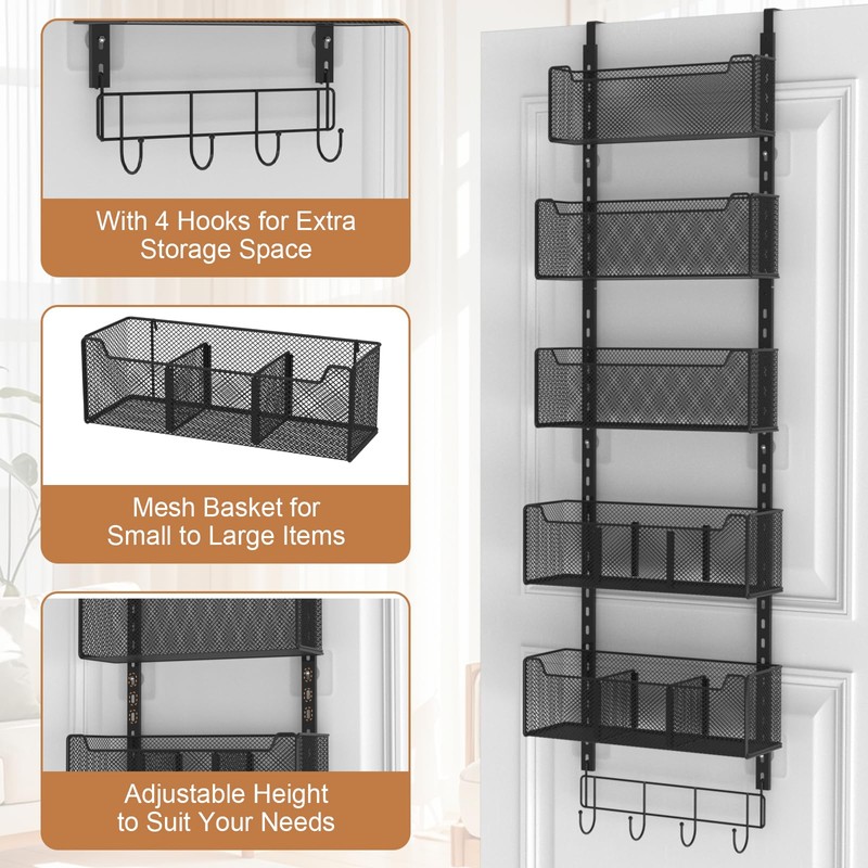 VyGrow Over The Door Organizer, Metal Door Organizer Hanging with