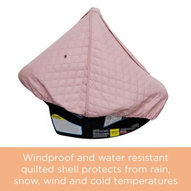 liuliuby Baby Car Seat Weather Shield | Warm Quilted Winter Cover with Clear Window for Infant Carseat | Keeps Babies & Newborn Protected in Cold | Car Seat Cover for Boys & Girls (Pink)