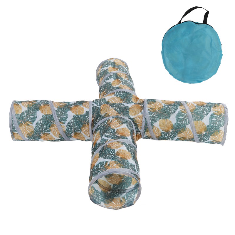 Cat Tunnels Collapsible Printed 4 Way Cat Tube with Storage