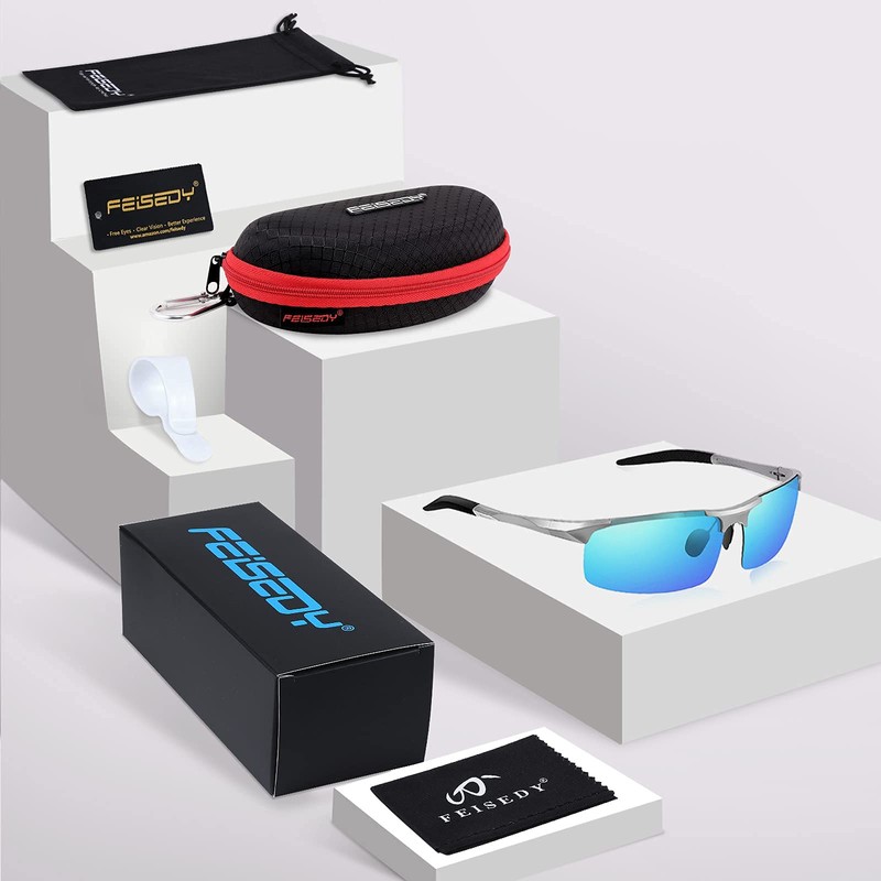 FEISEDY B2442 Men's Sports Sunglasses, Polarized Sunglasses, UV 400 Protection,