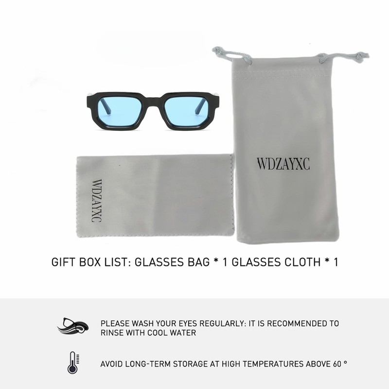 WDZAYXC Vintage Rectangular Sunglasses for Women Men Rectangle Sunglasses Retro