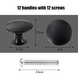 Kyrio 12PCS Drawers Knobs Furniture Knobs Drawer Handles Vintage Antique Brass Diameter 30 mm Knob for Cabinet Drawer (Black)
