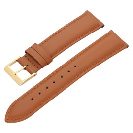 MARCHEL Smooth Leather Genuine Leather LLB Clasp in Gold Leather Bracelet Watch Strap Cowhide Leather Fine Leather, light brown, Classic