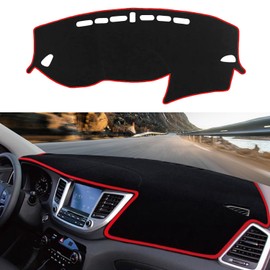 Blazeray Car Dashboard Cover Mat for Hyundai Tucson 2016 2017 2018 Non-Slip Dashboard Mat Pad Interior Accessories Custom Fit Dash Mat Sunshade Windshield Glare(Red Edge)